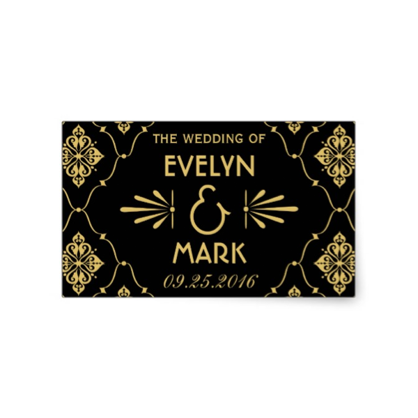 Art Deco (Black Gold) Wedding Stamp - Luxury Wedding Invites