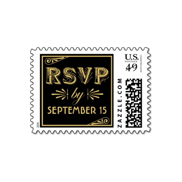 Art Deco (Black Gold) Wedding Stamp - Luxury Wedding Invites