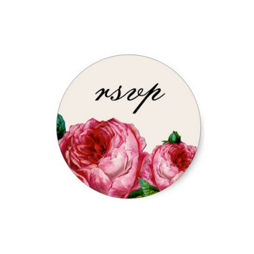 Vintage Rose Floral Wedding RSVP Sticker - Luxury Wedding Invites