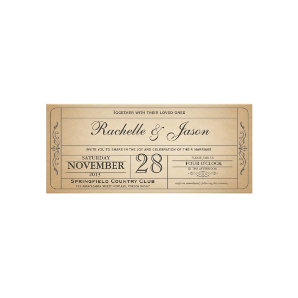 Vintage Wedding Ticket Monogram Postage, Zazzle